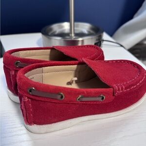 Janie and Jack red suede loafers size 9